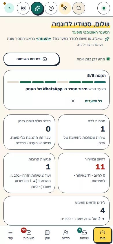 תמונת מסך: תצוגת מבט-על בטלפון נייד